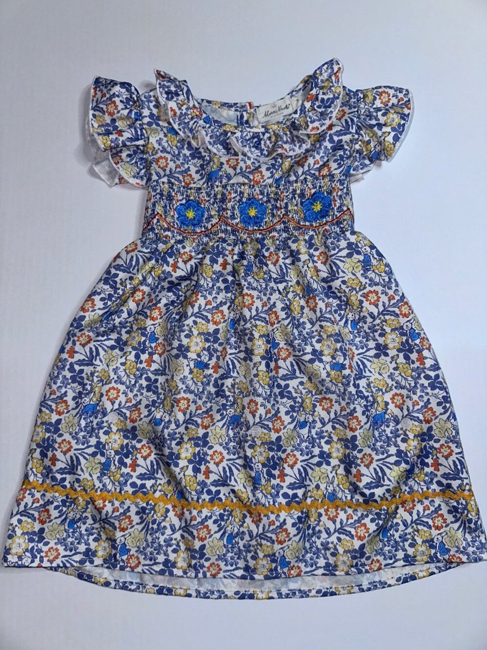 Marie Nicole Clothing Floral Smocked Ruffle Dress M 3T 3 years SO CUTE! #595